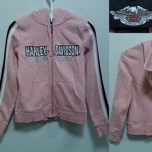 Harley Davidson Motorcycles Zipper Sweater Light Size Pink Small